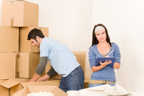 Packing and labelling office items before a relocation in Elephant and Castle